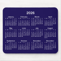 Calendario 2026 Azul Oscuro y Blanco