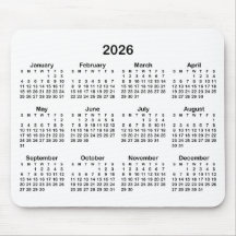 Calendario 2026 Blanco y Negro