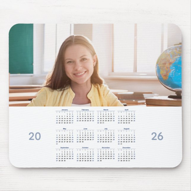 Alfombrilla De Ratón Calendario 2026 con foto Personalizado (Frente)