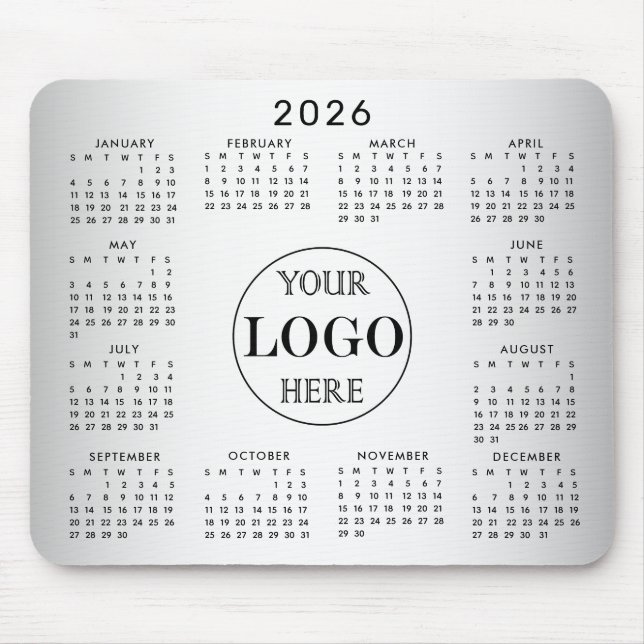 Alfombrilla De Ratón Calendario 2026 del Personalizado de fondo gris os (Frente)