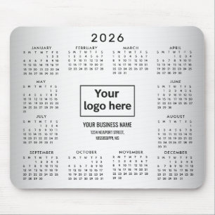 Alfombrilla De Ratón Calendario 2026 del Personalizado de fondo gris os
