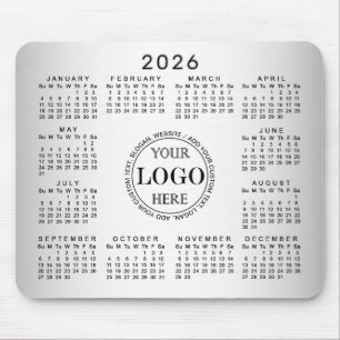 Alfombrilla De Ratón Calendario 2026 del Personalizado de fondo gris os
