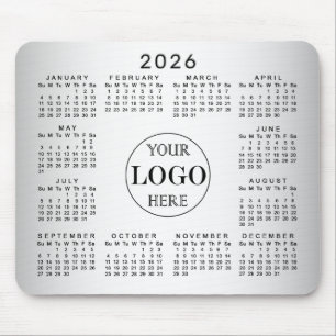 Alfombrilla De Ratón Calendario 2026 del Personalizado de fondo gris os