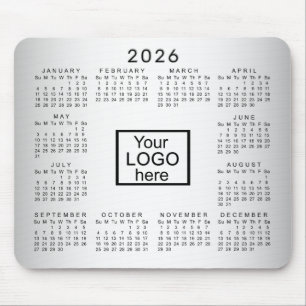 Alfombrilla De Ratón Calendario 2026 del Personalizado de fondo gris os