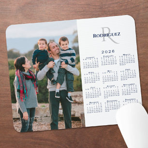 Alfombrilla De Ratón Calendario 2026 Foto Personalizada Monograma Nombr