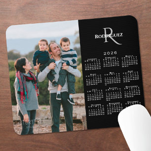 Alfombrilla De Ratón Calendario 2026 Foto Personalizada Monograma Nombr