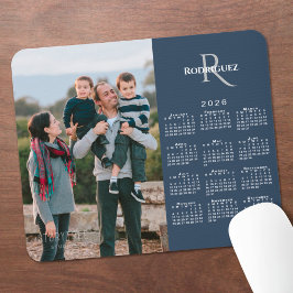 Alfombrilla De Ratón Calendario 2026 Foto Personalizada Monograma Nombr