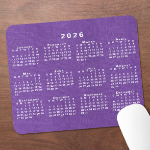 Alfombrilla De Ratón Calendario 2026 Foto Personalizada Textura de Lino
