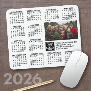 Alfombrilla De Ratón Calendario 2026 - logo, negocio de fotos