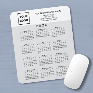 Alfombrilla De Ratón Calendario 2026 Logo Texto Gris Claro Blanco Negoc