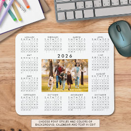 Alfombrilla De Ratón Calendario 2026 Personalizado personalizado de fot