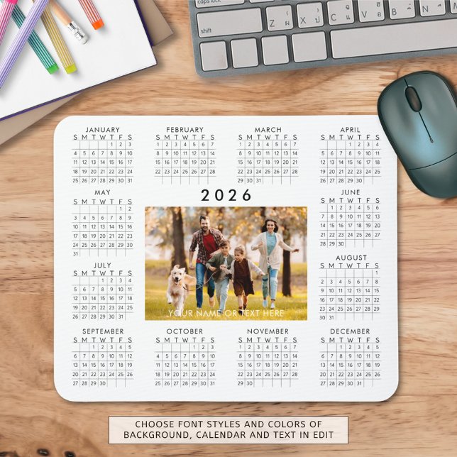 Alfombrilla De Ratón Calendario 2026 Personalizado personalizado de fot (Subido por el creador)