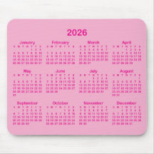 Calendario 2026 Rosa Claro y Brillante