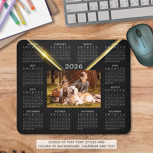 Alfombrilla De Ratón Calendario 2026 Un nombre fotográfico Oro negro (Subido por el creador)