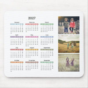 Alfombrilla De Ratón calendario 2027 3 fotos simple moderno anual escri