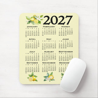 Alfombrilla De Ratón Calendario 2027 al estilo italiano limones amarill