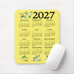 Alfombrilla De Ratón Calendario 2027 al estilo italiano Limones Amarill