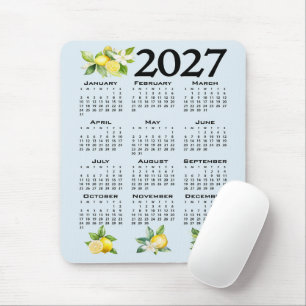 Alfombrilla De Ratón Calendario 2027 al estilo italiano Limones Fondo A