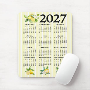 Alfombrilla De Ratón Calendario 2027 al estilo italiano limones rayas a