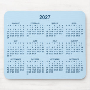 Alfombrilla De Ratón Calendario 2027 Azul Claro y Oscuro