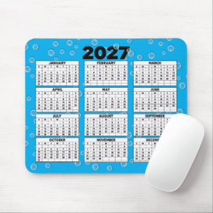 Alfombrilla De Ratón Calendario 2027 Burbujas en Aqua