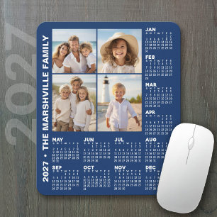 Alfombrilla De Ratón Calendario 2027 con 4 Fotos - Azul