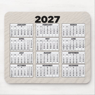 Alfombrilla De Ratón Calendario 2027 con fondo de arena de playa