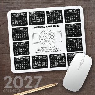 Alfombrilla De Ratón Calendario 2027 con información de contacto del lo