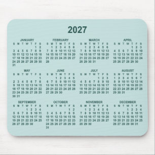 Alfombrilla De Ratón Calendario 2027 de Pastel a Verde Azul Oscuro