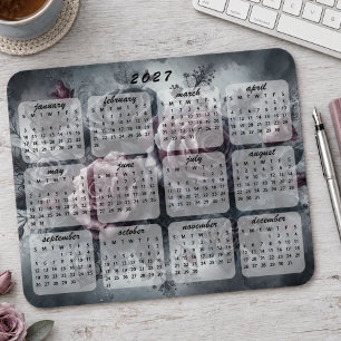 Alfombrilla De Ratón Calendario 2027 de ramillete floral de estilo góti