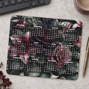 Alfombrilla De Ratón Calendario 2027 de Ramo Floral de Estilo Gótico Cl