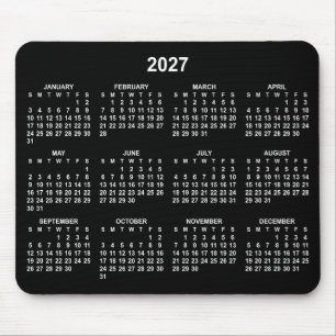Alfombrilla De Ratón Calendario 2027 en negro y blanco