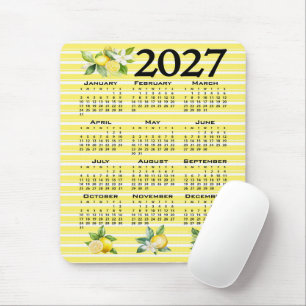 Alfombrilla De Ratón Calendario 2027 estilo italiano limones rayas amar