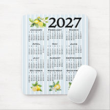 Calendario 2027 estilo italiano limones rayas azul