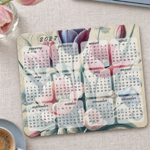 Alfombrilla De Ratón Calendario 2027 Floral Elegante Colorido con Clase