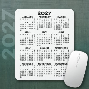 Alfombrilla De Ratón Calendario 2027 - fondo blanco - Vertical