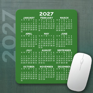 Alfombrilla De Ratón Calendario 2027 - fondo verde - Vertical