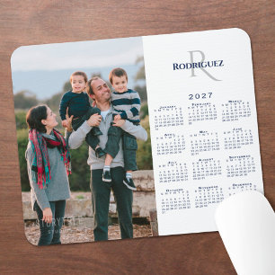 Alfombrilla De Ratón Calendario 2027 Foto Personalizada Monograma Nombr