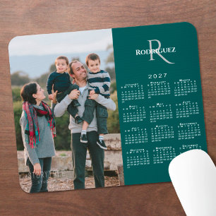 Alfombrilla De Ratón Calendario 2027 Foto Personalizada Monograma Nombr