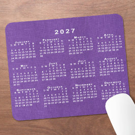 Alfombrilla De Ratón Calendario 2027 Foto Personalizada Textura de Lino
