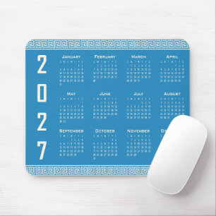 Alfombrilla De Ratón Calendario 2027, Fret Griego, Cosmic Latte sobre A