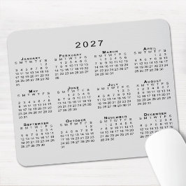 Alfombrilla De Ratón Calendario 2027 Gris y Negro Simple