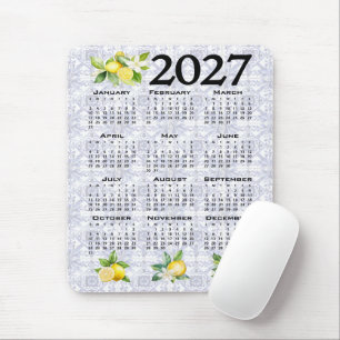 Alfombrilla De Ratón Calendario 2027 Limones Azulejos Mediterráneos Ita