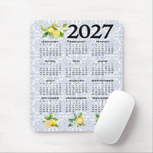 Alfombrilla De Ratón Calendario 2027 Limones Azulejos Mediterráneos Ita