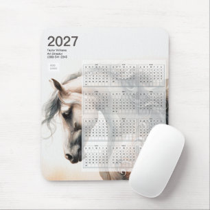 Alfombrilla De Ratón Calendario 2027 Logo de Negocio de Caballo Ecuestr