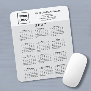 Alfombrilla De Ratón Calendario 2027 Logo Texto Gris Claro Blanco Negoc