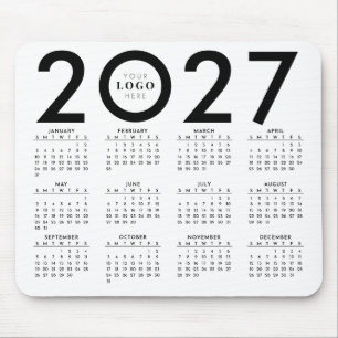 Alfombrilla De Ratón Calendario 2027 Logotipo Empresarial Minimalista N