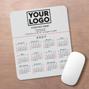 Alfombrilla De Ratón Calendario 2027 Logotipo y texto en gris
