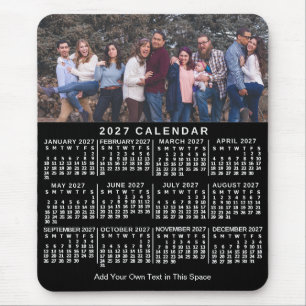 Alfombrilla De Ratón Calendario 2027 negro personalizado con foto nombr