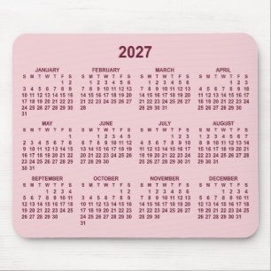 Alfombrilla De Ratón Calendario 2027 Rosa y Borgoña